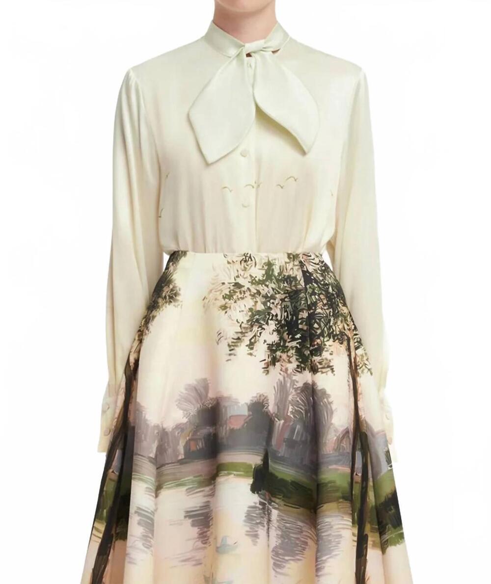 NEW LEO LIN cora bow blouse in serene print